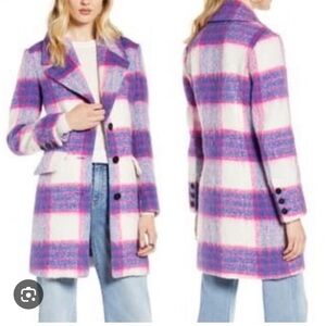 NWT Halogen Nordstrom Purple & Pink Plaid Coat